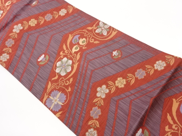 JAPANESE FUKURO OBI / WOVEN FLOWER ARABESQUE
